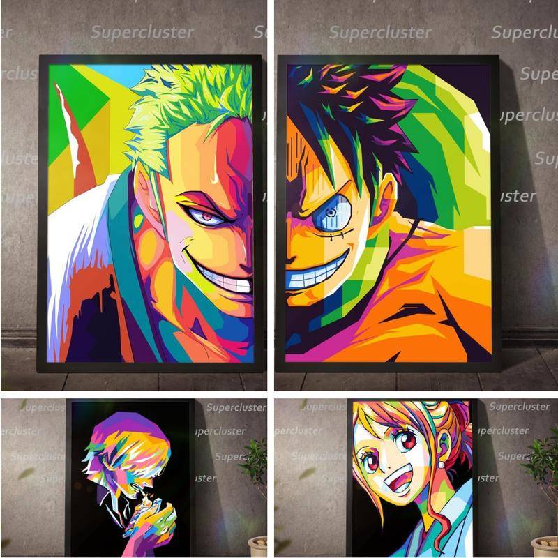 One Piece wall Art Canvas Painting Luffy Zoro set Poster Wall Print