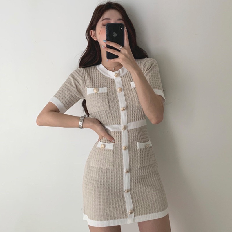 Korean knitted clearance dress