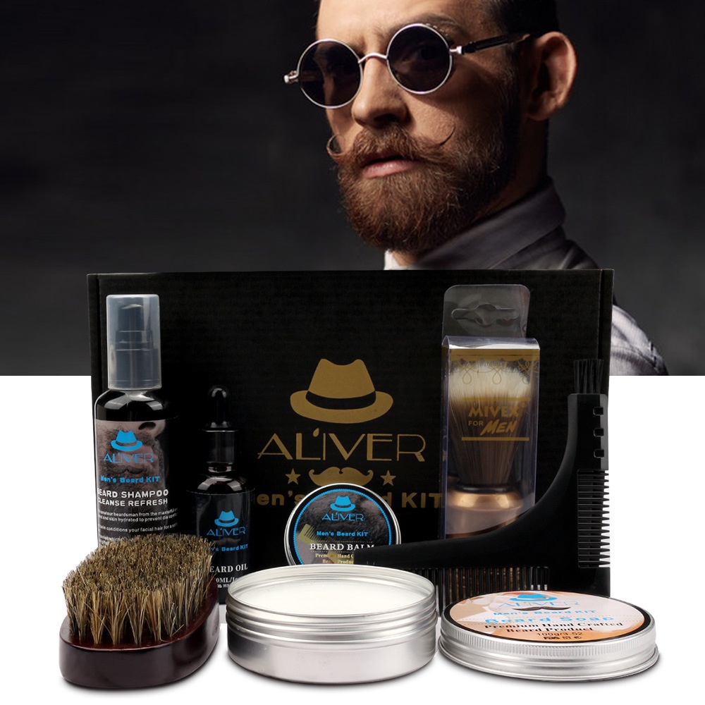 ALIVER 8in1 Beard Care Kit Beard Grooming & Trimming Kit for Men Care
