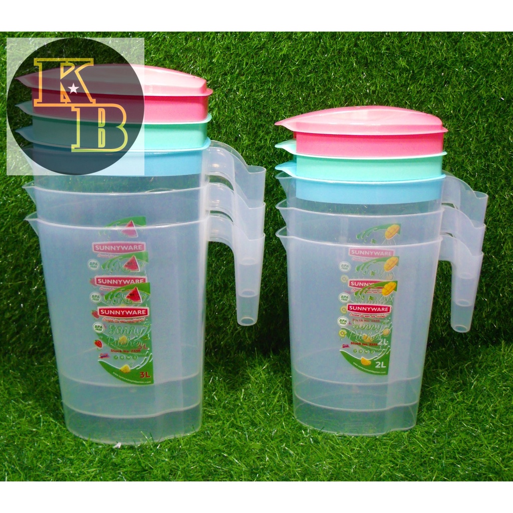 SunnyWare Oval Plastic Pitcher wide Opening BPA FREE (2 sizes) (Random