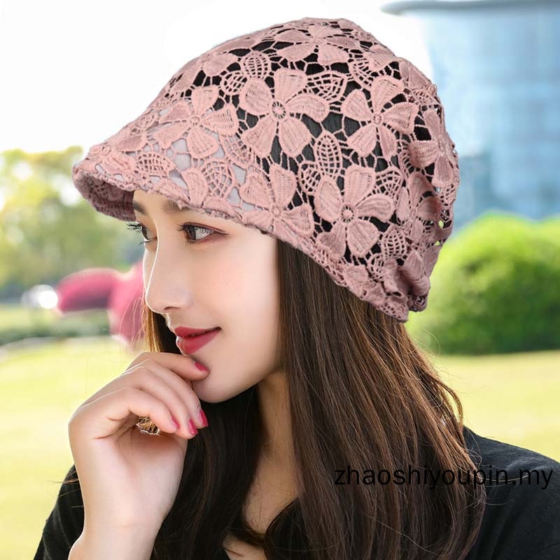 Fashion foldable single layer hollow handmade Topi peaked Cap For Women flower hats short soft brim Bucket Baotou hat Outdoor Breathable Fisherman Hat