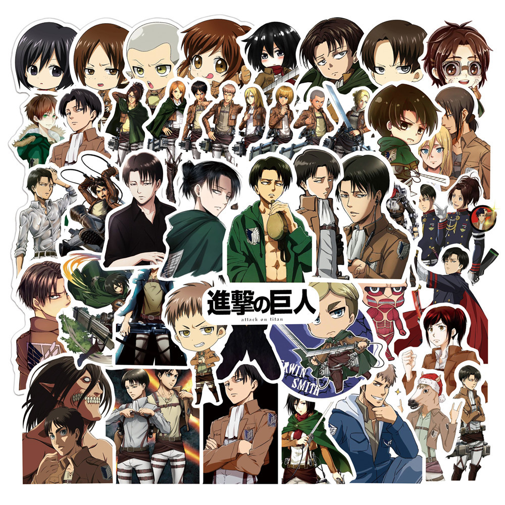 50PCS Attack On Titan Anime Stickers Laptop Guitar Motorcycle Luggage ...