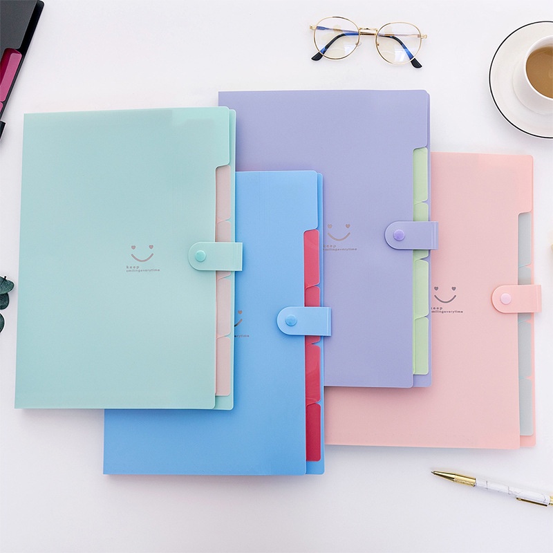 A4 File Folder Smiley 5 Pockets Expanding File Expansion File Candy ...