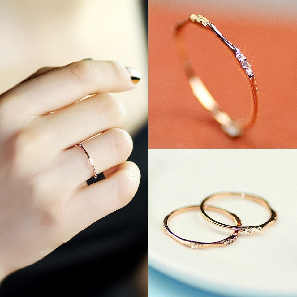 14K Gold Filled Wedding Band Engagement Ring Cubic Zirconia | Shopee ...