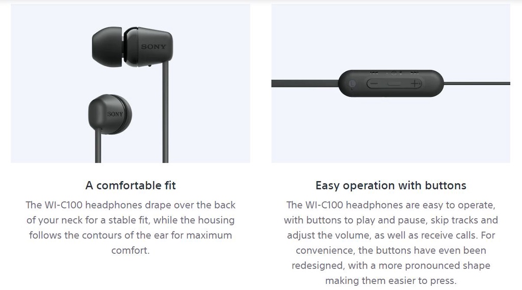 Sony WI-C100 / WI C100 Wireless In Ear Bluetooth Earphones | Shopee ...