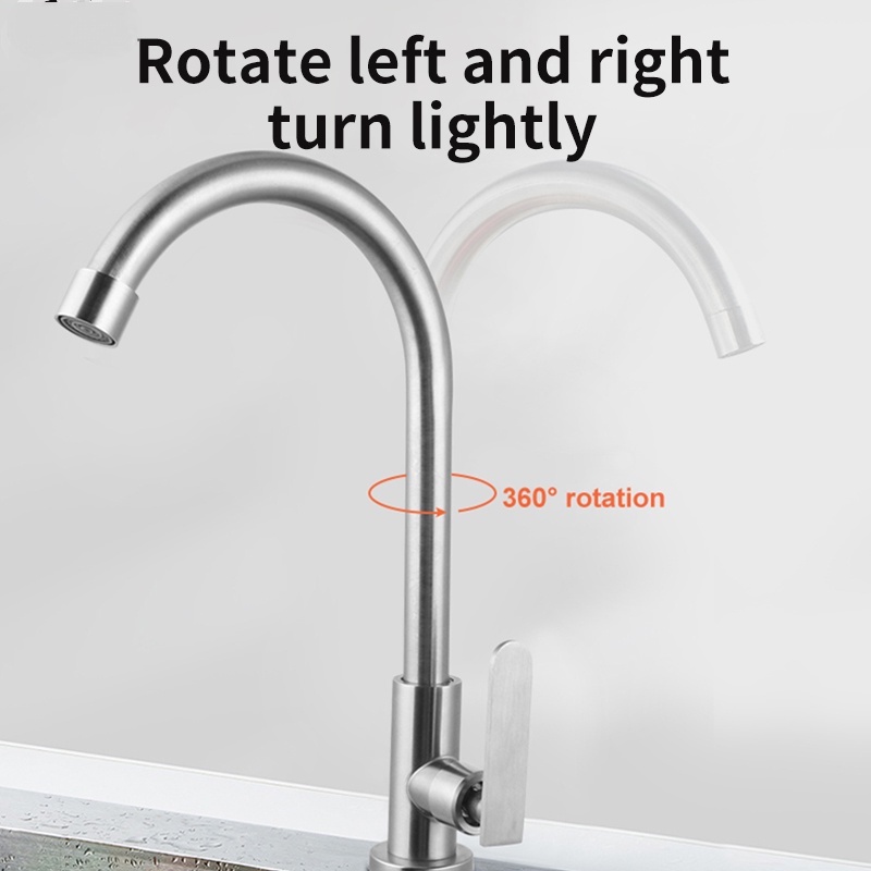 304 Sus Stainless Steel Sink Type Tap Kitchen Faucet Universal Wash Basin Vertica Faucets