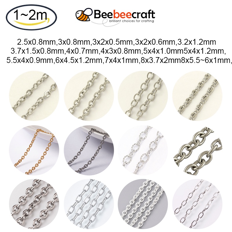 1-2m Necklace Chains Cable Rolo Lumachina Chains 304 Stainless Steel ...