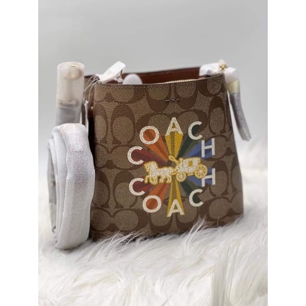 Coach Mini Town Bucket Bag In store Signature Canvas With Coach Radial Rainbow