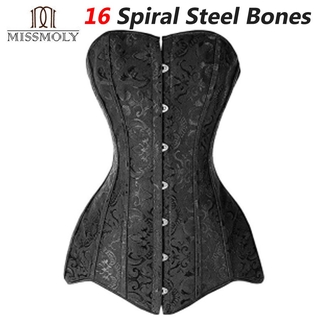 Women's Hourglass Overbust Corset Steel Boned Long Torso Waist Training  Bustier