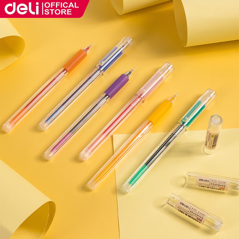 Deli 6 Colors Gel Pen 0.5mm Writing Pen Colored Gel Pen School Supplies ...