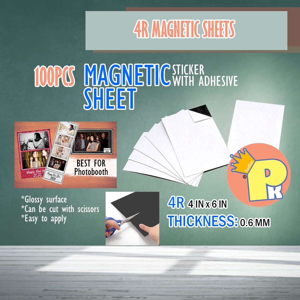 100 pcs Magnetic Sheet with Full Adhesive 4R size 4x6 inch photo booth ...
