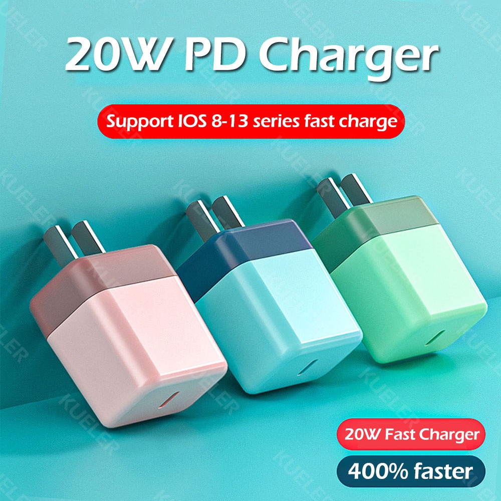 Mini Macaron 20W PD Fast Charger for IPhone Charger Wall USB Charger