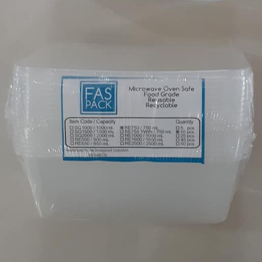 FAS PACK RE 750 Rectangular Microwaveable Container Plastic Food Grade ...