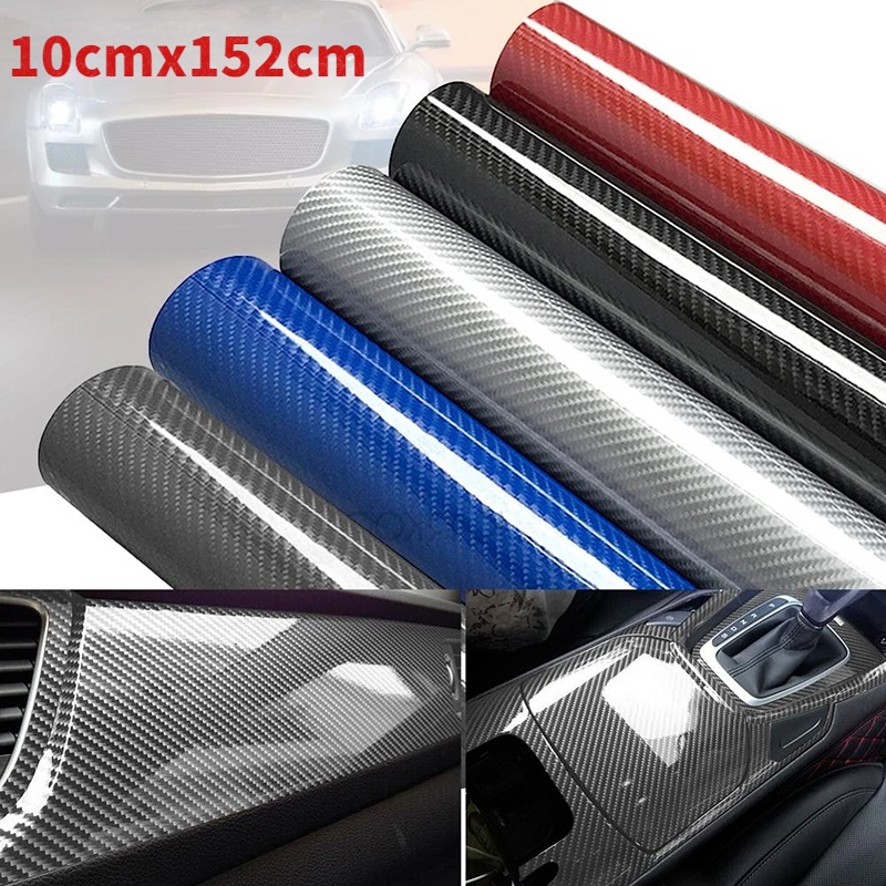 10cm*152cm Car Styling DIY High Glossy Self-adhesive Sticker 5D Carbon ...