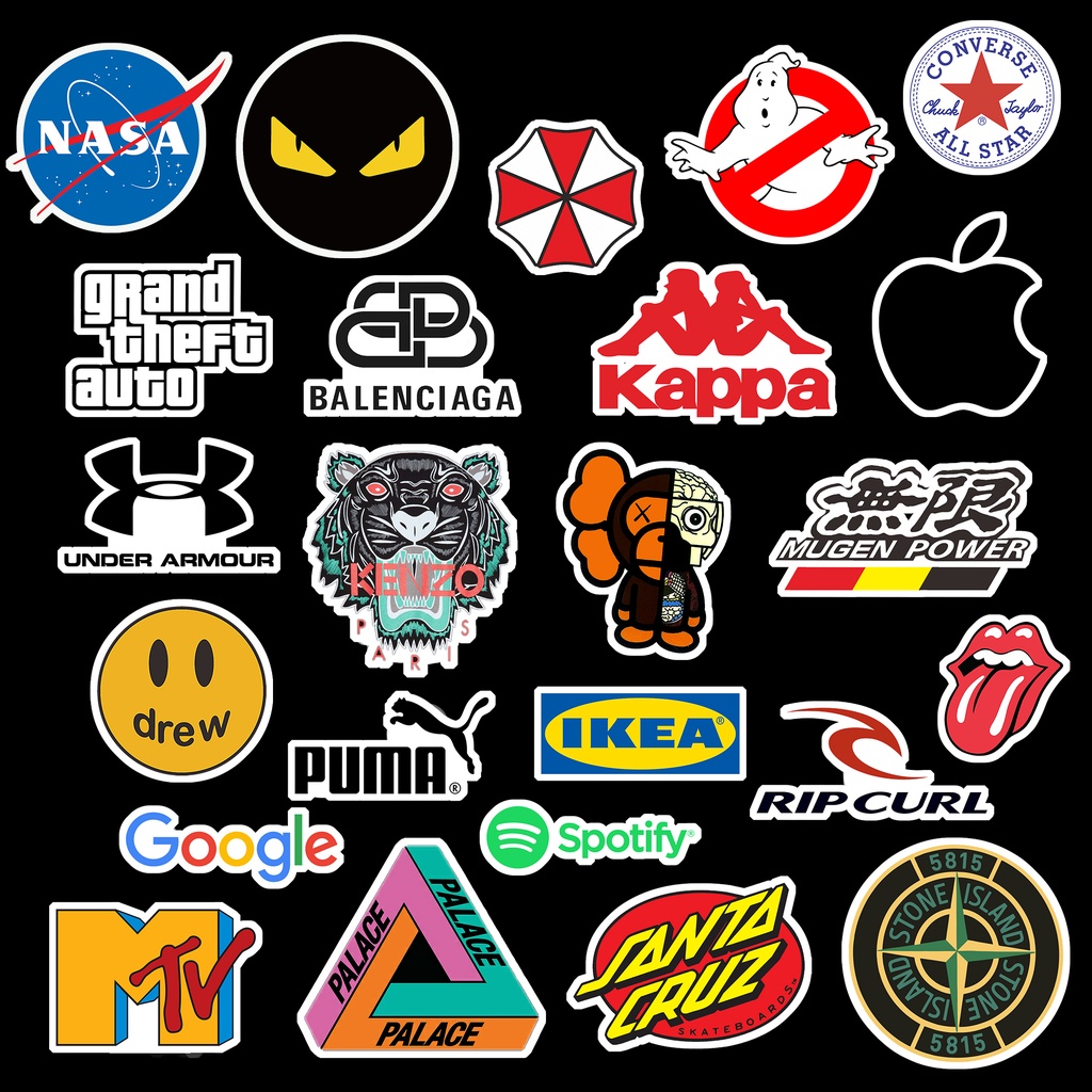24pcs STICKER BRAND LOGO 3RD HYPEBEAST Medium Size STICKER Motorcycle ...