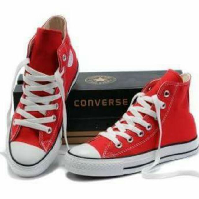 High cut hot sale red converse