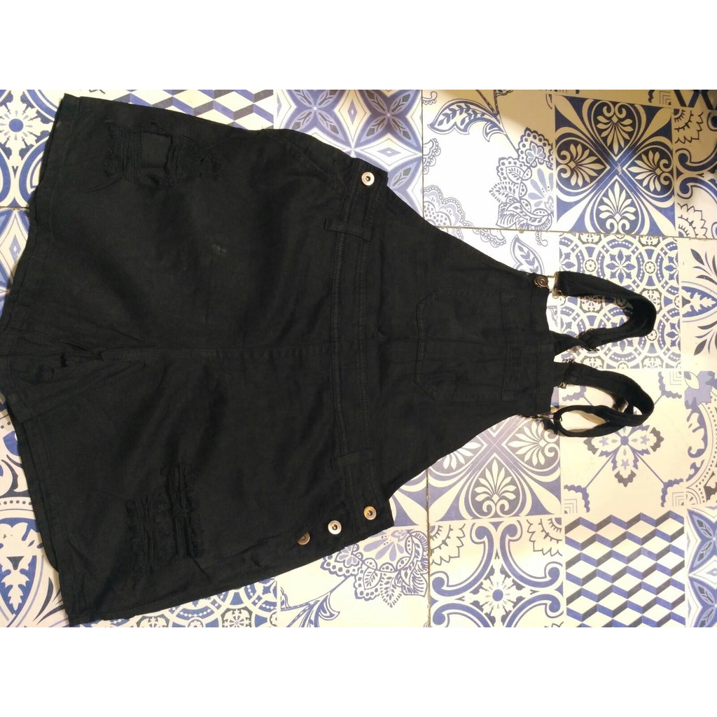 F21 Forever21 Forever 21 Black Jumper Shorts Overalls Plus Size Overruns Distress Destroyed Shopee Philippines