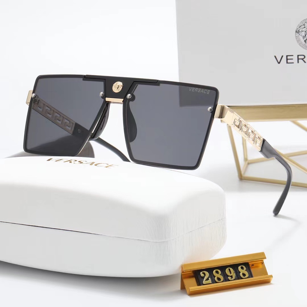 New Luxury One Piece Metal Oversized Versace Sunglasses Women's Retro ...