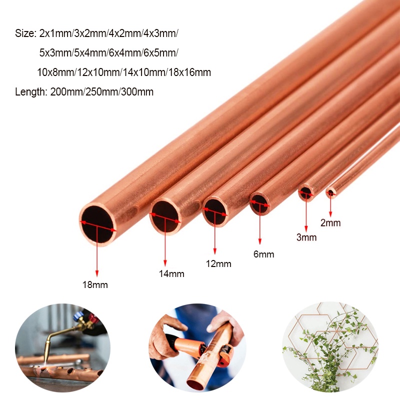 1pcs 200/250/300mm Length High Quality Copper Tube Plumbing Pipe/Tube