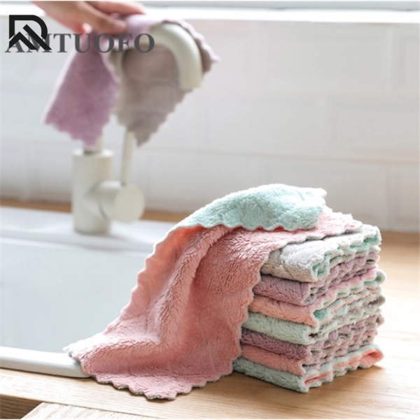 Kitchen Nonoily Dishwashing Cloth Doublelayer Thickened Cleaning