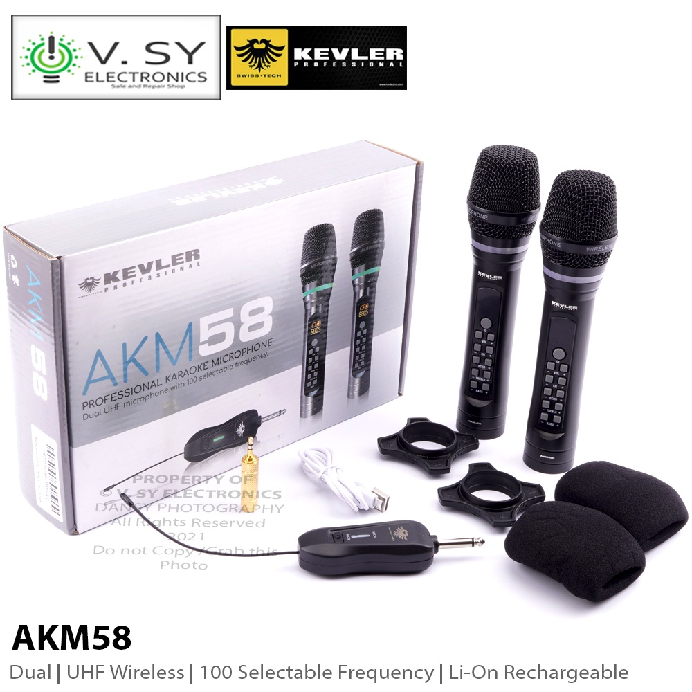 2021 Original Kevler AKM58 Dual UHF Wireless Microphone Mic with