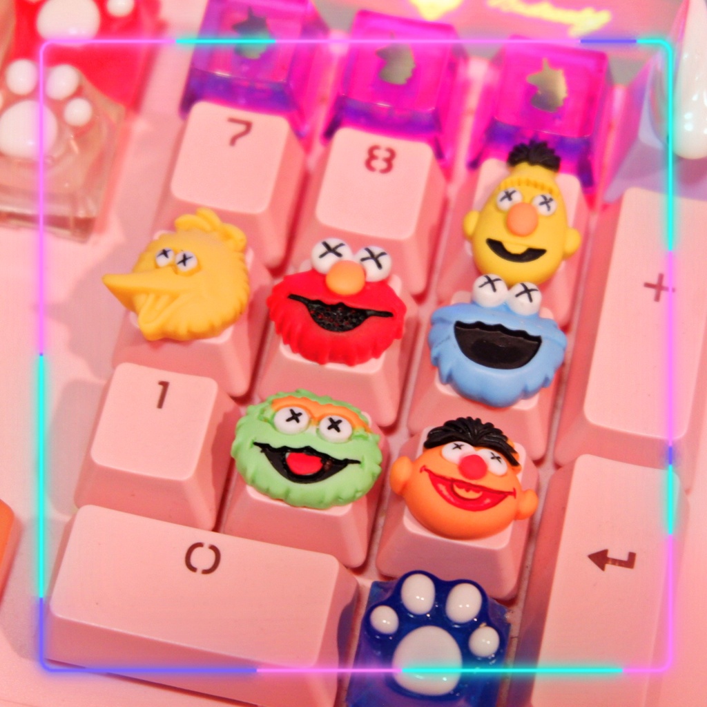 Sesame Street Artisan Kawaii Keycaps for Mechanical Keyboard | Shopee ...
