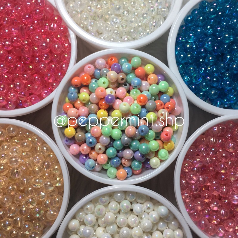 6mm Shiny Rainbow Beads 