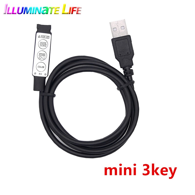 3key DC 5V USB Cable Line Connector RGB controller with mini 3 Keys ...