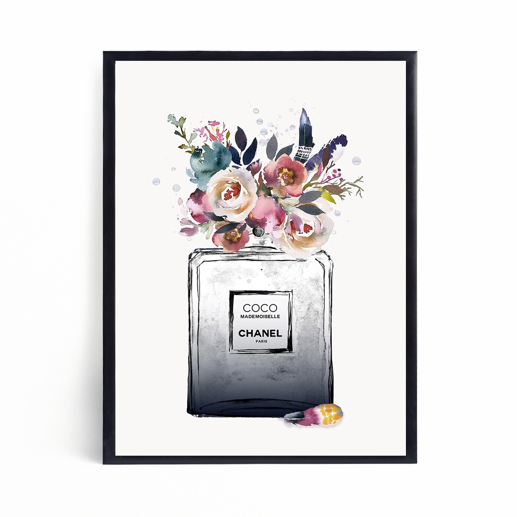 Chanel Floral Perfume Bottle White Wall Art Frame Shopee Philippines