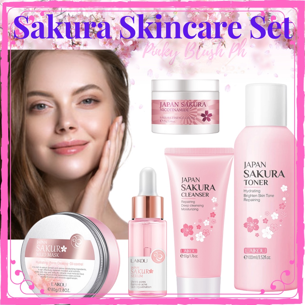 Japan Sakura Skin Care Set Whitening Set Exfoliating Shrink pores Acne and Pimple Treatment