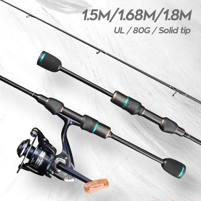1.5m / 1.68m / 1.8m UL Power Fishing Rod Solid Tip Fishing Pole Ultra Light  Spinning Rod Baitcasting Rod Ultralight 2-6 LB