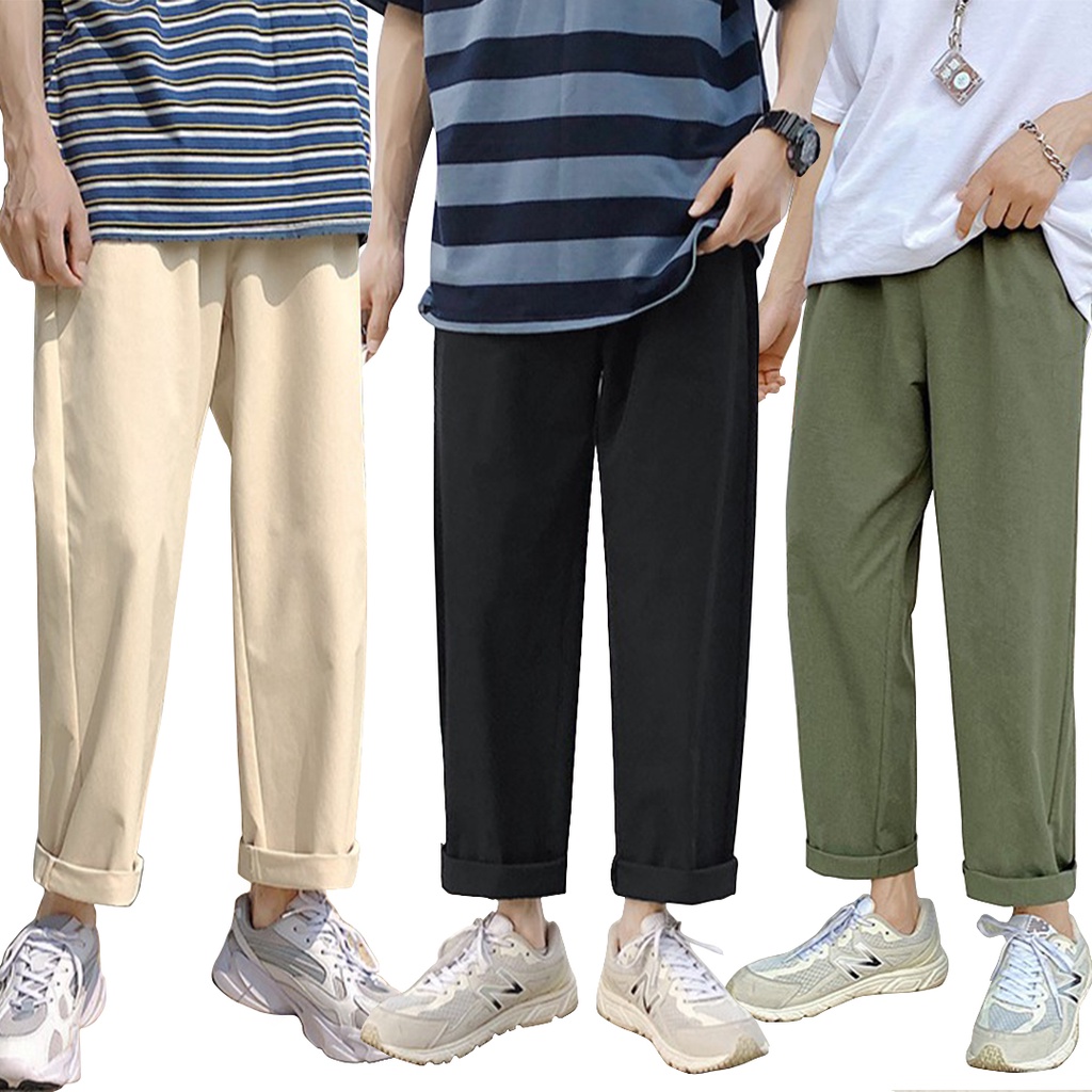 Men's Casual Suit Pants Korean New Fashion Solid Color Pleated Male Wide Leg Trousers Spring Trendy