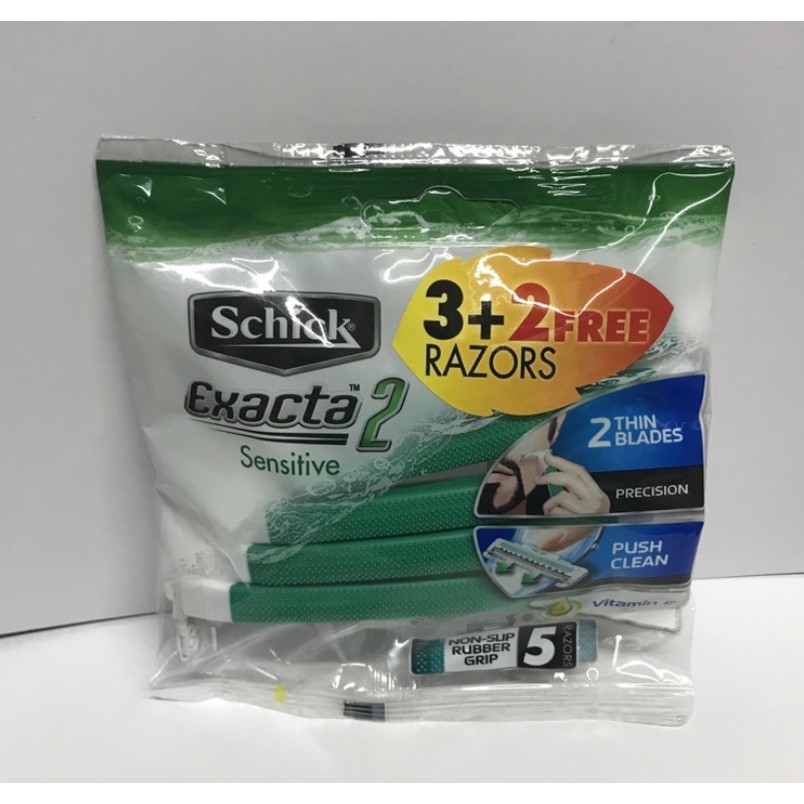 SCHICK Exacta 2 Sensitive ( 3 Razors + 2 Free per pack ) | Shopee ...