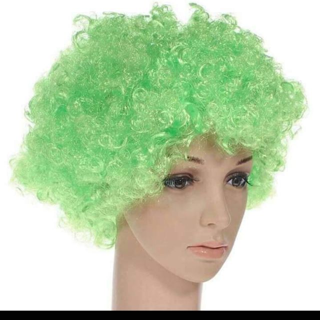 Afro Green curl wig afro | Shopee Philippines