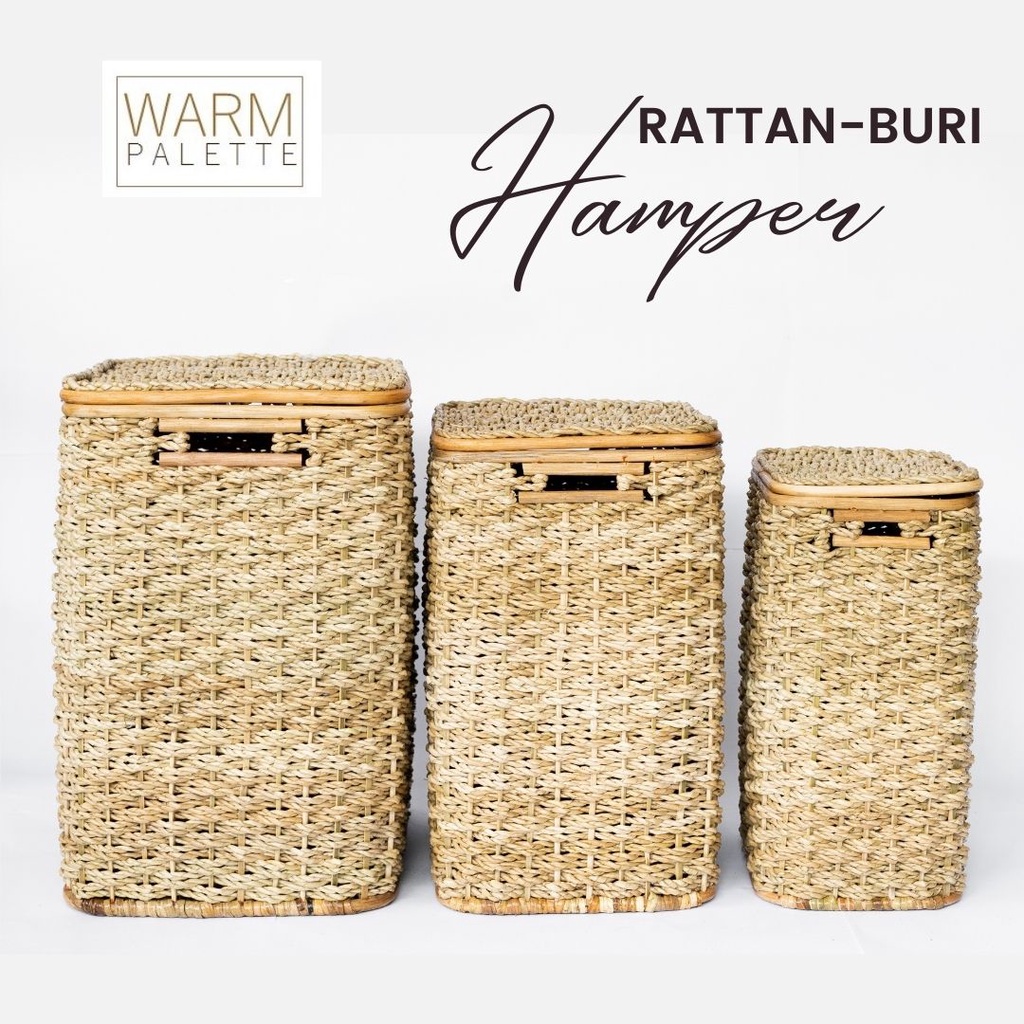 SMALL MEDIUM Rattan Hamper / Laundry Basket / Buri rope hamper with