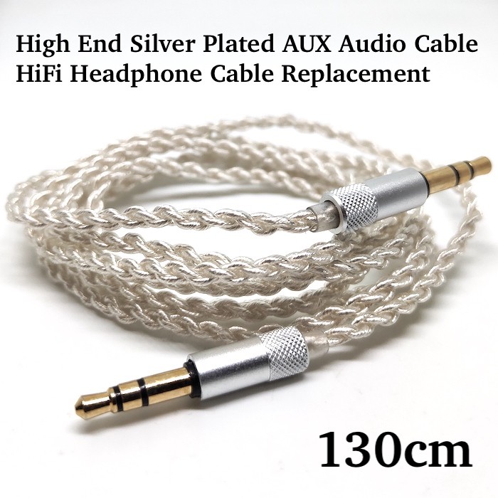 Silver Plated Aux Cable HiFi Sound Headphone Cable Replacement | Shopee ...