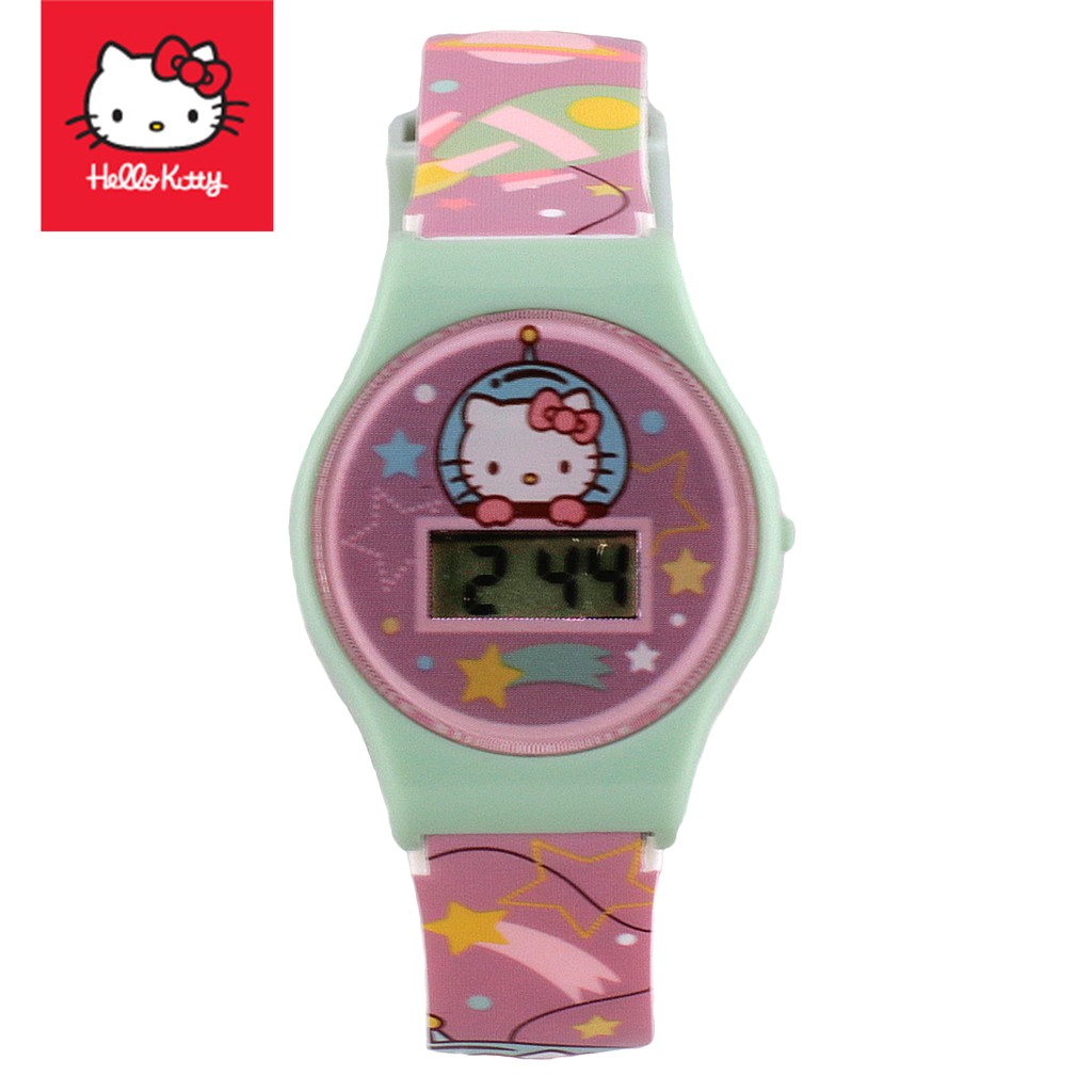 Sanrio Hello Kitty Girls Multicolor Polyester Strap Digital Watch