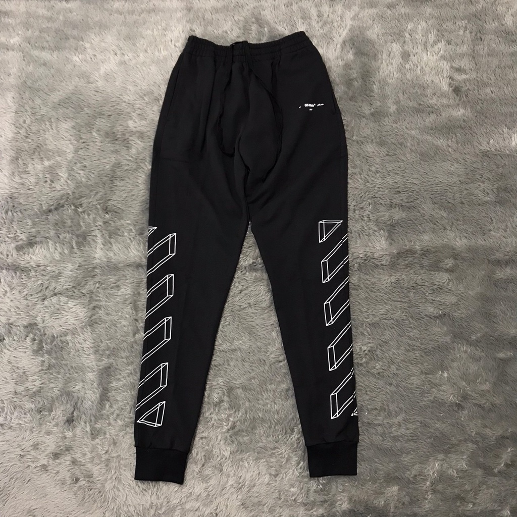 Premium 3D Diagonal Off White Jogger Pants | Shopee Philippines