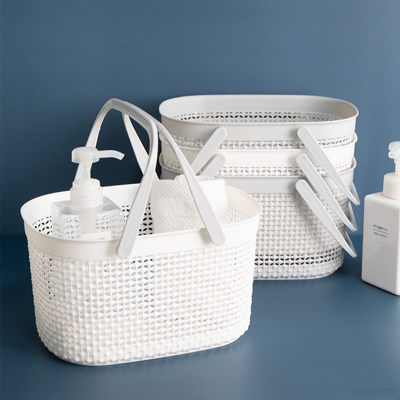 Mu White Bath Basket Portable Bathroom Storage Basket Bath Basket