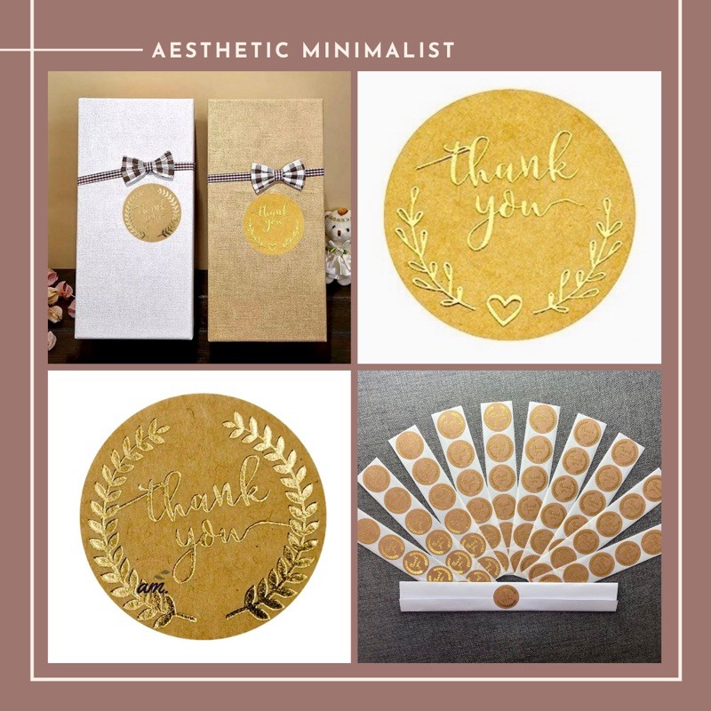 Thank You Stickers 60pcs Round Kraft Stationery Seal Labels Gold Foil ...