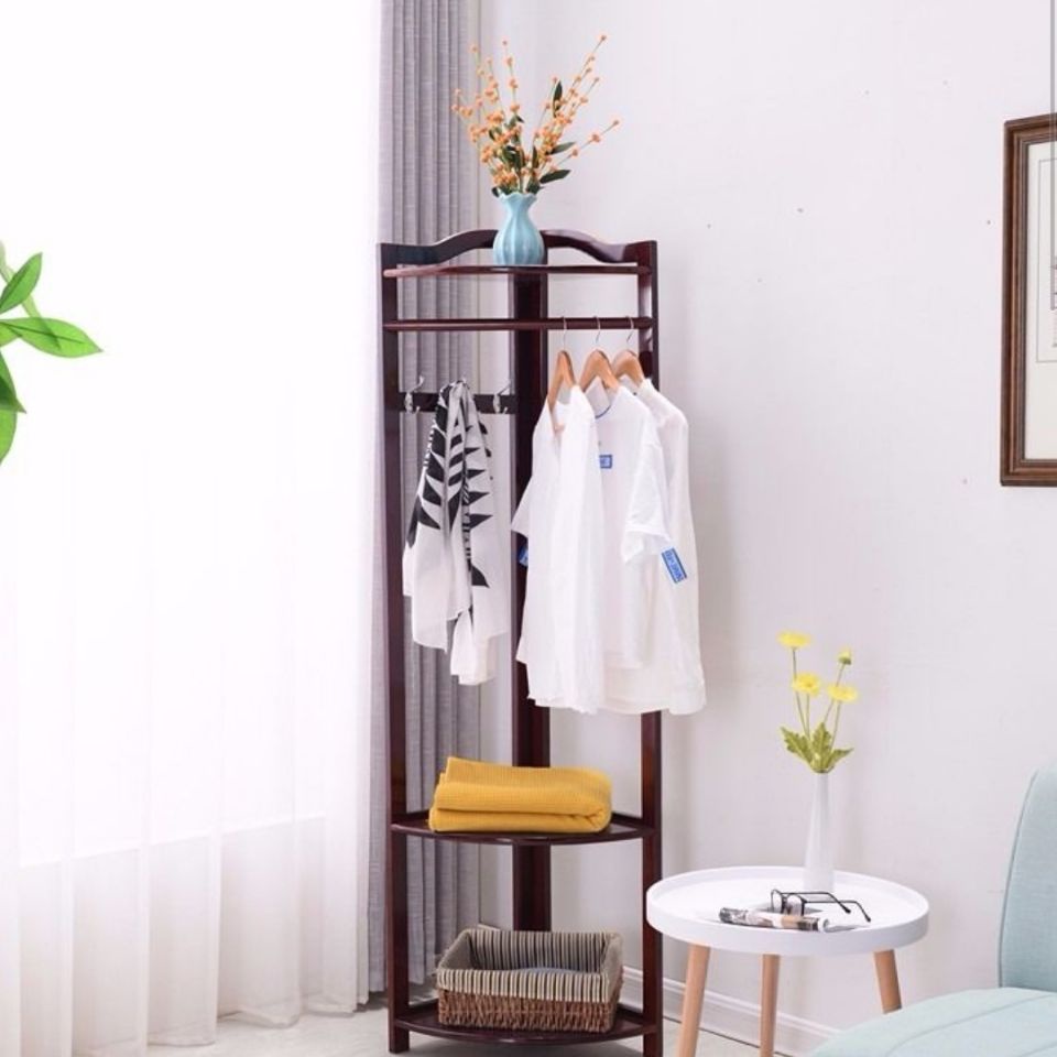 Simple Modern solid wood corner hanging wardrobe bedroom corner coat
