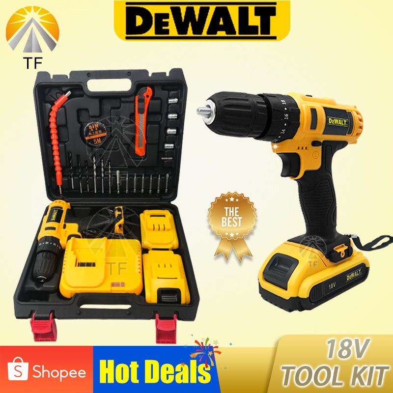 DeWalt 18V Cordless Impact Drill Driver With 2 Lithium Batteries