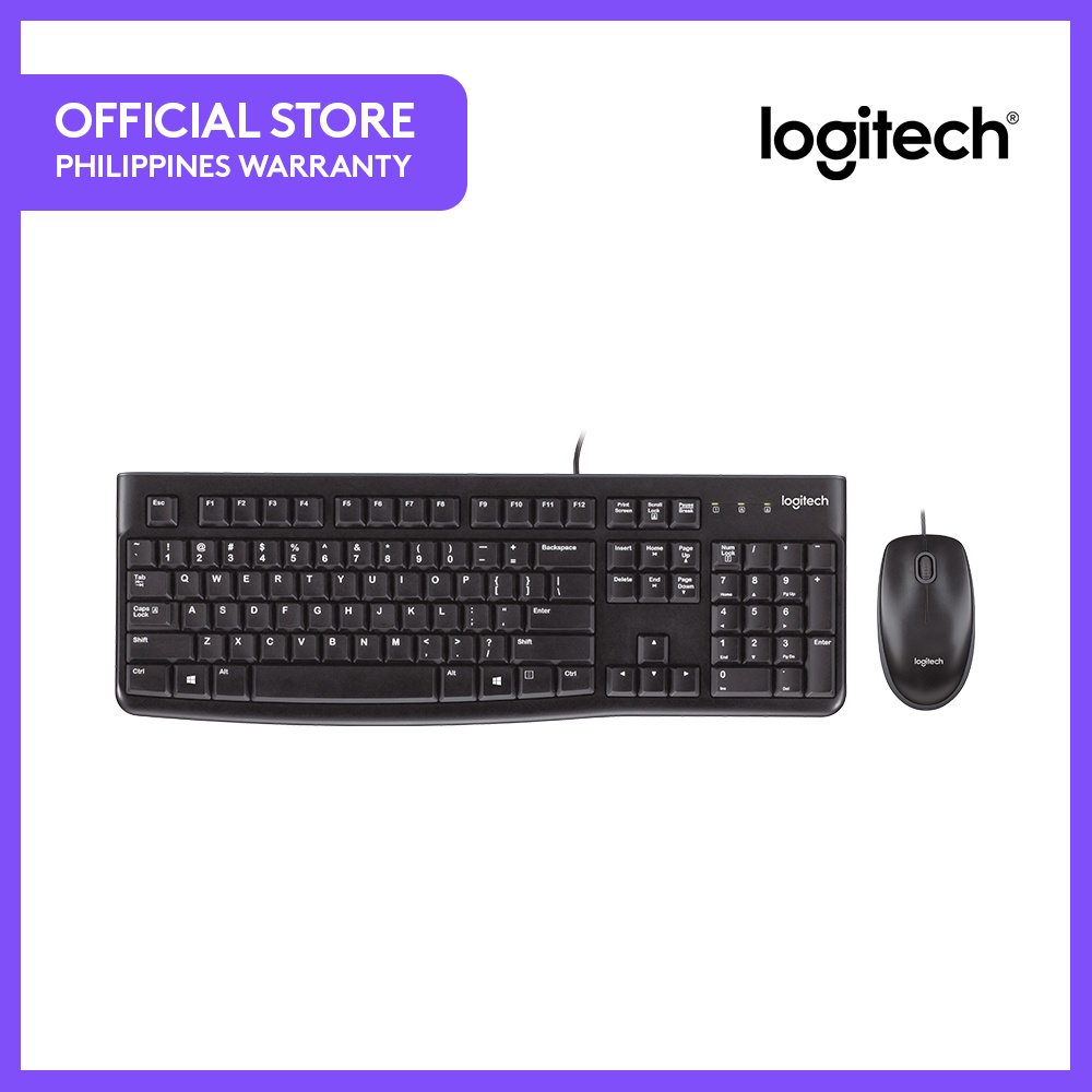 Logitech MK120 Wired Keyboard and Mouse for Windows,Optical Wired Mouse,USB  Plug-and-Play, Full-Size