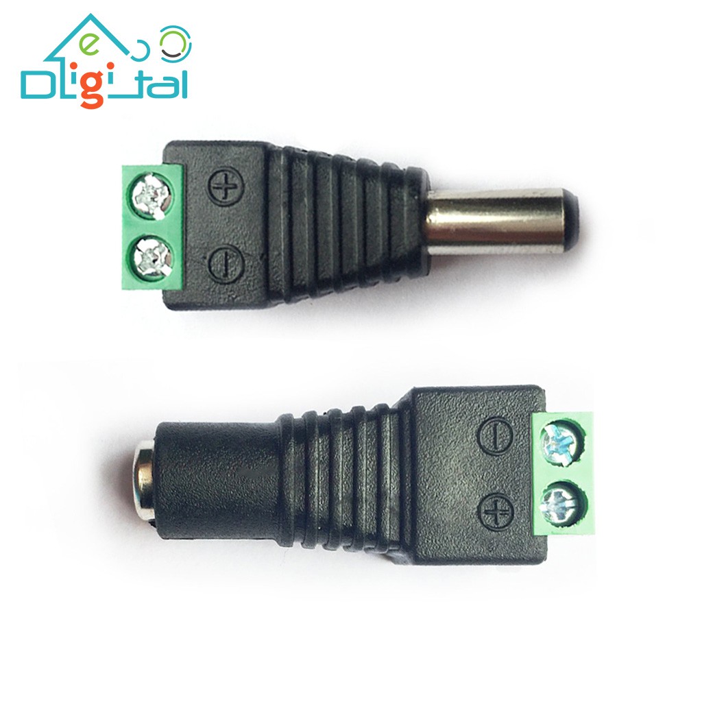 Male+Female 5.5x2.1 MM DC Power Jack Plug Adapter Connector For CCTV ...