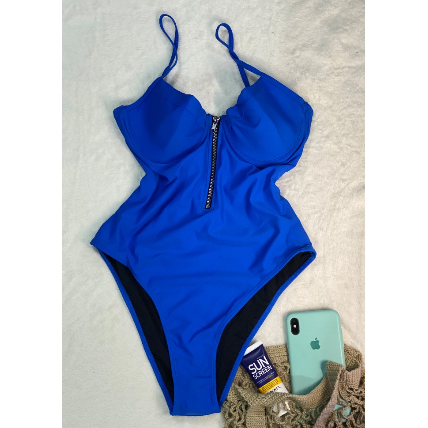 BRAND NEW Forever21 Cobalt Blue One Piece Swimsuit (Large) Shopee