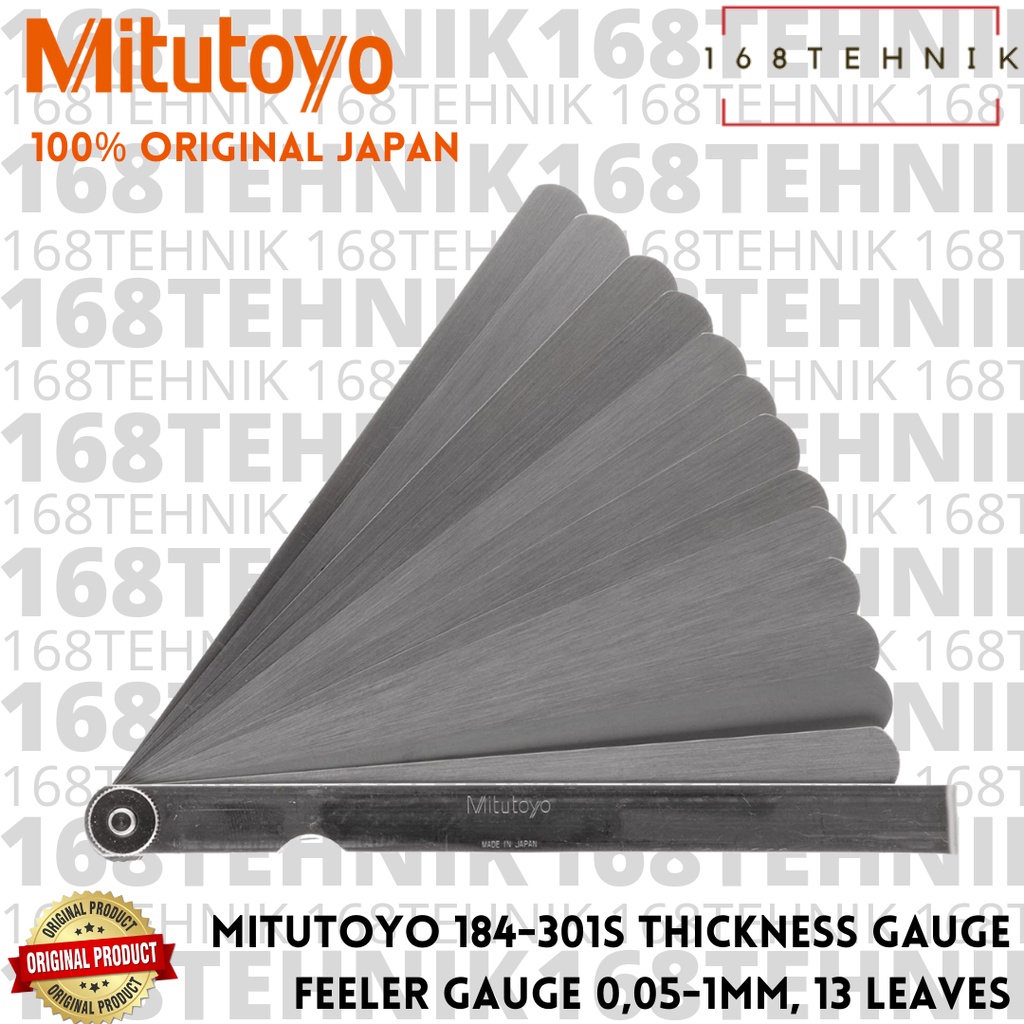 Mitutoyo 184-301S Thicknes GAUGE / FEELER GAUGE 0.05-1mm, 13 Leaves ...