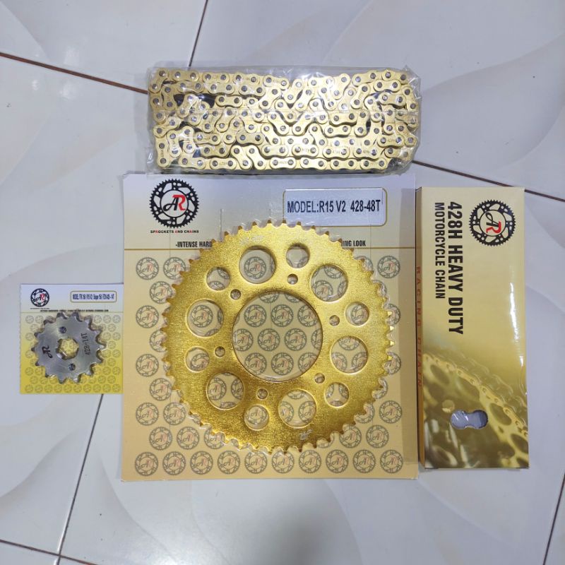 AR Sprocket Chain Set 1548 or 1448 Gold Steel Yamaha Sniper 150 155