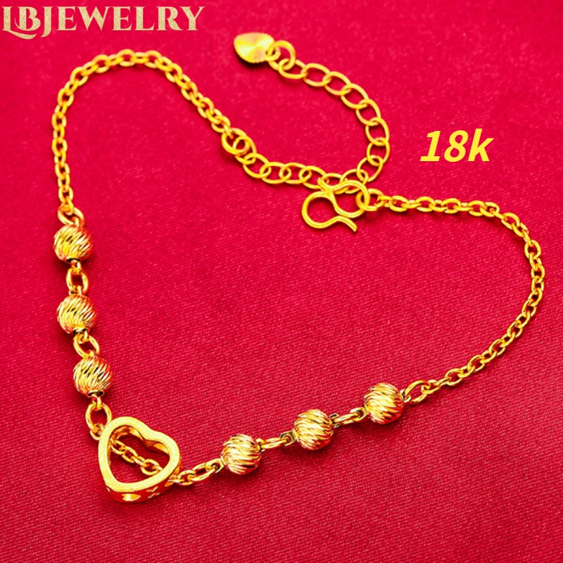 Philippines Ready Stock 18k Saudi Pawnable Gold Original Bracelet Love Transfer Bead Bracelet