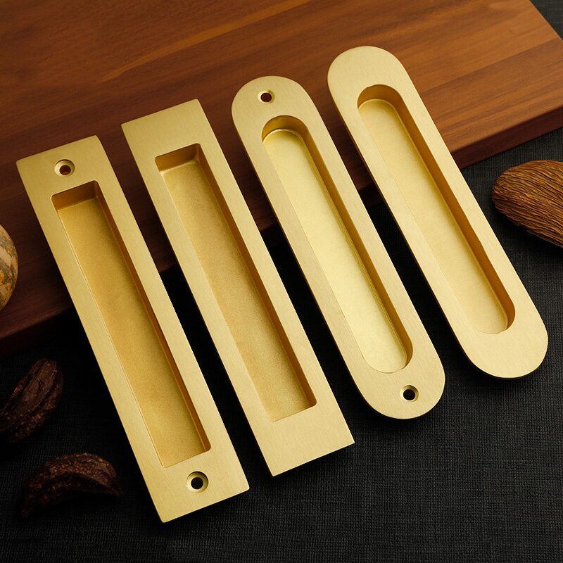 Solid Brass Hidden Door Handles Recessed Pull Sliding Door Handles