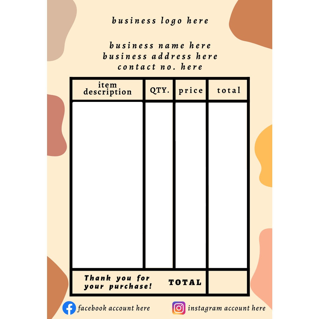 Customized Business Receipt Shopee Philippines